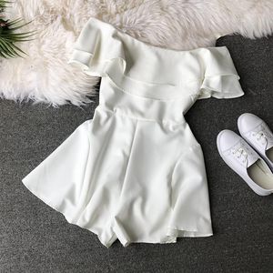 Women's Jumpsuits & Rompers Women Jumpsuit Playsuits Female Summer 2021 Clothing Sexy Casual White Pink Wine Short Sleeve Chiffon