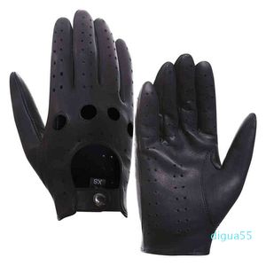 Fashion Mens Lambskinn Leather Driving Gloves Olined Vintage Färdig Touchscreen