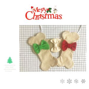 Calzini Bowknot creativi Calzini a forma di osso Calza di caramelle natalizie Calza di mele di Natale Decorazione per feste per bambini