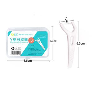 Y Shape Dental Floss Teature Tokepicksフロッサーピックスティック歯クリーンオーラルケアツール36pcs /パック