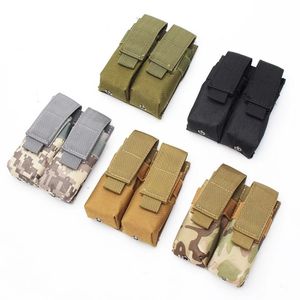 Airsoft Molle System Zaini tattici Pistola Doppia Magazine Pouch Molle Clip 9MM Militare Camouflage Mag Holder Bag Accessori per la caccia