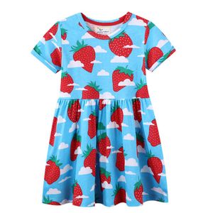 Atlama Metre Yaz Bebek Kız Elbise Ile Çilek Baskılı Satış Prenses Parti Kostüm Tutu Çocuk Giyim 210529