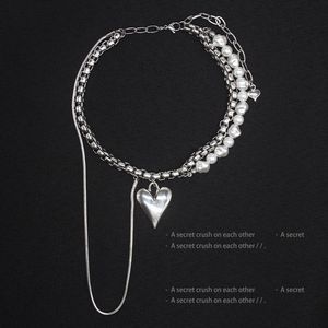 Wisiorek naszyjniki ze stali nierdzewnej Serce damskie Neck Chain Vintage Pearl Harajuku Akcesoria dla kobiet Biżuteria Estetyczny prezent