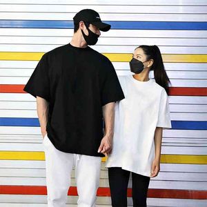 Japanska koreanska älskare mode kortärmad T-shirt Män Kvinnor Sommar Casual Hip Hop Sport T-shirt Vanligt Gym Kläder 210421