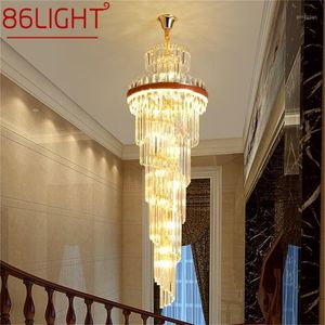 Люстры 86 светлые золотые приспособления современная хрустальная подвесная лампа световой светодиод для украшения лестничного зала