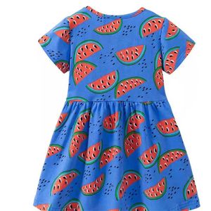 Qnpqyx ny vattenmelon tryck prinsessa sommarflickor klänningar varmförsäljning baby kortärmad frocks baby party klänning q0716