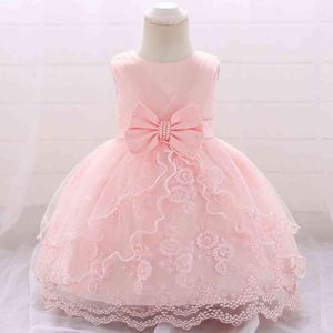 2021 Pink White Baby Girl Dress 1st Birthday Dress For Girl Clothes Child Clothes Christening Princess Dresses Evening Clothing G1129