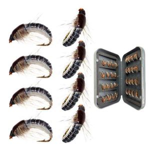 16-24Pcs Realistic Nymph Scud Fly #12 For Trout Fishing Artificial Insect Bait 210622