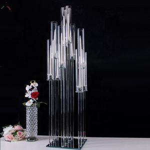 Decoração Novo Estilo Hold Sliver Espelho Fundo Acrílico Orquídea Casamento Flor Stand Centerpieces Candle Stand Decor para Mesa de Casamento Idéia Senyu934