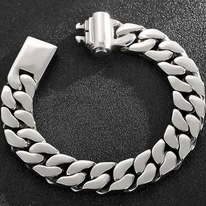 Acciaio al titanio lucido 13 / 14MM Bracciale da uomo a catena da uomo in stile rocker chic Goth Fashion Ragazzi Bracciali Logo uomo inciso