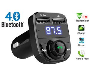 X8 FM-sändare Aux-modulator Bluetooth Handsfree Bilsats Bilstereo MP3-spelare med 3,1A snabbladdning Dual USB-laddaretillbehör