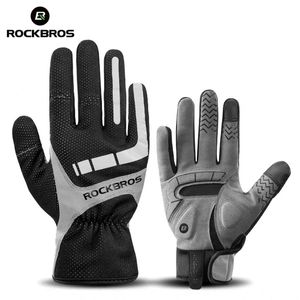 ROCKBROS Touch Screen Cycling Gloves Autumn Winter Thermal Windproof Bicycle Glove Keep Warm Thick Sport Mittens Bike Accessories