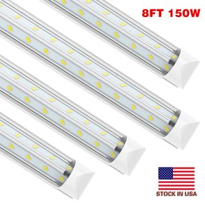 150W SMD5730 LED Tube Light 4ft 75W ضوء النهار ، T8 V المدمجة المدمجة ، 15000LM ، مصباح متجر ، سقف وتحت خزانة ، غطاء واضح