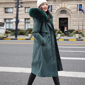 Women Thick Winter Removable Liner Plus Size Down Cotton Jacket Loose Outerwear Warm Simplicity Long Coat Female 211018