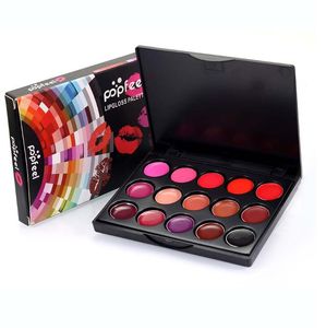 POPFEEL 15 Farben/Set Frauen Feuchtigkeitsspendende Langlebige Lipgloss Palette Mädchen Nude Kosmetik Make-Up Lippenstift Werkzeuge auf lager