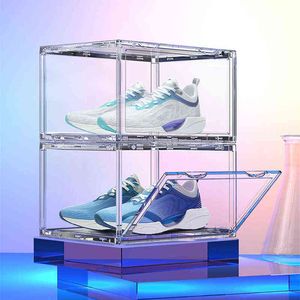 Дисплей 360 градусов без мертвых концов Обувь коробка Полный прозрачный антиоксиданнтный коллектор для обуви Хранения спортивные кроссовки Организатор