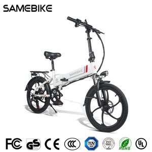 SameBike 20LVXD30-II Folding Electric Bike 32km / h Smart Cykel 48V 10.4Ah Batteri 20 tum Däck EBIKE Nej Skatt Uppdaterad version