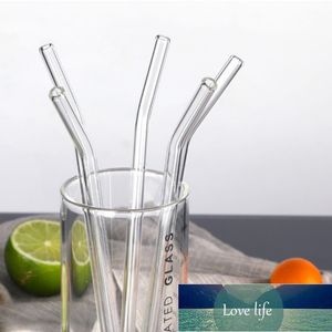 Palhas de vidro Clear Bent palha reutilizável para smoothies óleos essenciais com escova de limpeza Palha conjunto de fábrica Preço Especialista Qualidade Qualidade Última Estilo Original Status