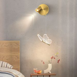 Wholesale small wall light fixtures for sale - Group buy Postmodern Restaurant Bar Small Wall Lamps Simple Bedroom Bedside Long Hanging Wire Light Fixtures Nordic LED Wall Lights Background Decorative Butterfly Lamp