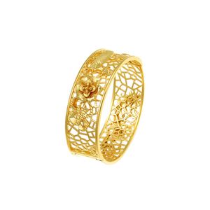 wide big flower Women's 24k gold plate Bangle Wedding Bracelets NJGB092 fashion gift yellow gold plated bracelet