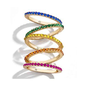 Factory Whole High Quality Helt ny färg Populär Dimond Minimalistisk Multi Colored Interlocking Ring