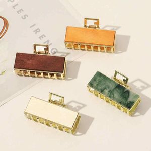 European and USA Hair Clips for Women Girls Fashion Ponytail Rectangle Gold Color Alloy Hairpins Wholesale Hairs Accessories