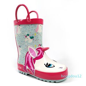 Super unicorn girl natural rubber rain boots with 3d novelty designs and nice printing