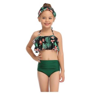 Kvinnors badkläder Brazillian Split Sexig Bikini Swimsuit 2021 Style Parent-Child Fashion Printed High midje Child Maillot de