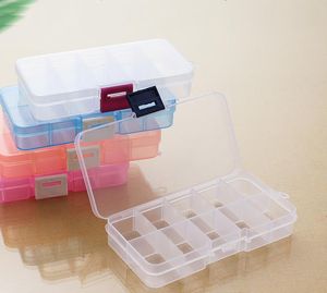 10 Grids Jewelry Storage Box Plastic Clear Display Case Organizer Holder for Beads Ring Earrings Jewelrys SN5362
