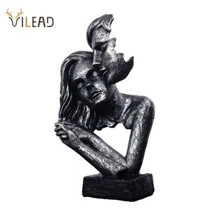 VILEAD Vintage Kissing Couples Statue Valentine's Day Christmas Gifts Figurines Home Living Room Interior Decoration Sculpture 210924