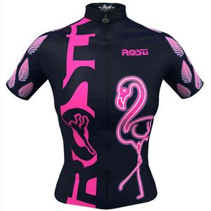 Rosti Ny Cykling Jersey Kvinnor Sommar Korta Ärmar Rosa Toppar Tights Outdoor Racing Pro Team Snabbtork Kläder Maillot Ciclismo G1130