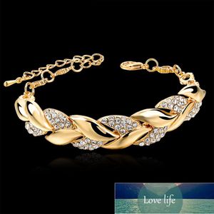 Bohemian Style Women Girls Gold Armband Rhinestone Leaves Chain Bangle Luxury Bröllop Smycken Enkel Mode Elegant Ny Fabrikspris Expert Design Kvalitet