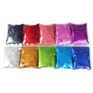 Nail Glitter 50G Bag Holographic Mixed Hexagon Shape Chunky Sequins Sparkly Flakes Slices Manicure Body Eye Face
