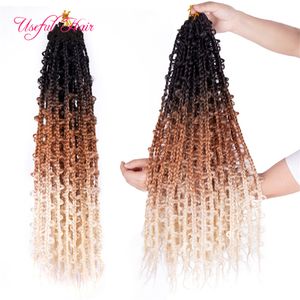 18 inches Butterfly box locs Crochet Hair Extensions blonde ombre brown 3x Box Butterfly Braids fiber Synthetic Braided for women beauty Christmas gift crochet hook