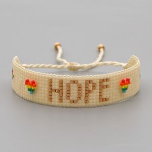 GO2BOHO Bransoletka na dziewczynę Przyjaciół Prezent 2021 Miyuki Pulseras Femme Koralik Biżuteria Boho Hope Letter Biżuteria Bransoletki