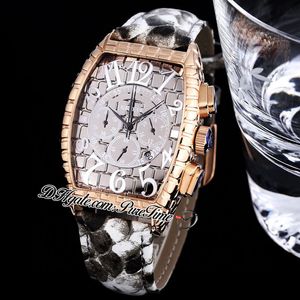 Casablanca 8880 Iron Croco Miyota Quartz Chronograph Mens Klocka 18K Gul Guld Grå Dial Vit Nummer Markörer Amerikanska Python Leather Stopwatch Puretime F01C3