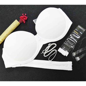 Yandw Push Up Biustonosz Biały Wielki Rozmiar Bralette Bielizna Kobiety Halter Bez Ramiączek Sexy BH Wedding A B C D E F 70 75 80 85 90 95 210728 \ t