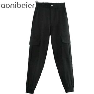 Spodnie damskie Casual Spodnie dresowe Moda wysokiej talii dresowe spodnie elastyczne kieszeń joggers 210604