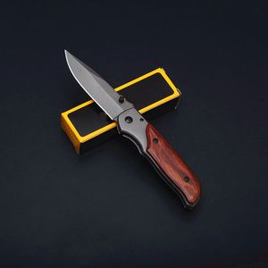 Ny ankomstficka Folding Kniv 3CR13MOV Grey Titanium Coated Blade Wood + Stålhandtag EDC Knivar med Retail Box