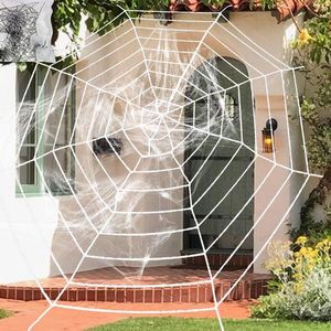 Fest dekoration stretchy spiderweb halloween spindelväv terror bar hemsökt hus spindlar webb inredning