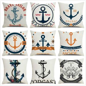 Cushion/Decorative Pillow Decorative Cushion Cover Sofa Goods For Home And Comfort Cartoon Anchor Sailing Ocean Pillows Bed Farmhouse Decor