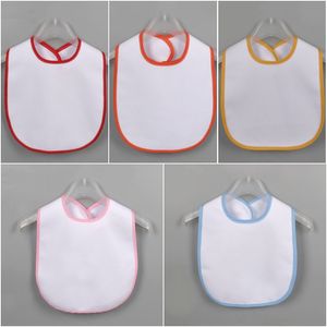 Sublimering Blank Baby Bib DIY Heat Transfer Toddler Burp Cloths Polyester White Baby Feeder Bibs