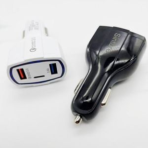 3 in 1 USB Car Charger fast Charging type C QC 3.0 PD usbc Charger Phone Adapter for iPhone Samsung MQ100 5A Quick Charge Dual Port