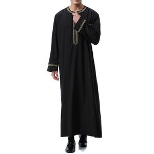 Muslimska Jubba Thobe Islamiska Herrkläder Set Abaya Jilbab Muslimsk skjorta Robes Eid Mubarak Middle Ramadan T-shirts