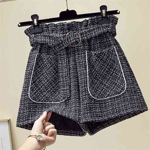 Plus Size Women's Autumn Winter Wear Loose Plaid Shorts High Waist Wide Leg UK266 210507