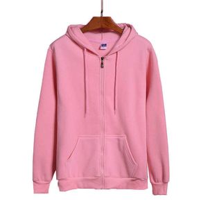 High Quality New Pink/Black/Grey/Red Hip Hop Street Sweatshirt Skate Male/Female Pullover Hoodie Men's zipper Hoodie Y0804