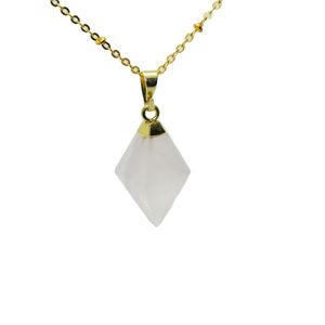 Hanger kettingen mode sieraden natuursteen goud punt piramide ketting facetted roos kristallen kwartsketting voor meisje