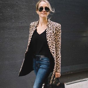 Mode Frauen Langarm Blazer Jacke Mantel Winter Warme Leopard Print Cardigan Tops OL Blazer Mantel Jacke Formale Anzug Heiße verkäufe X0721