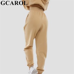 GCAROL Autumn Winter Women High Elastic Waist Harem Pants 80% Cotton Fleece Warm Candy Oversized Boyfriend Sport 210915
