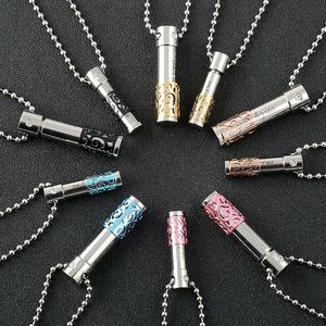 Stainless Steel Cylinder Pendant Necklace Cremation Jewelry urn Perfume Bottle keepsake Gift